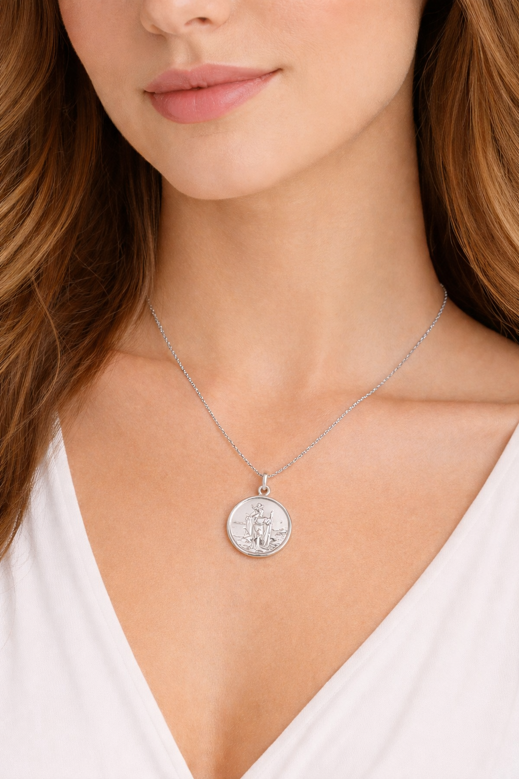 Sterling Silver St. Christopher, Medium Round