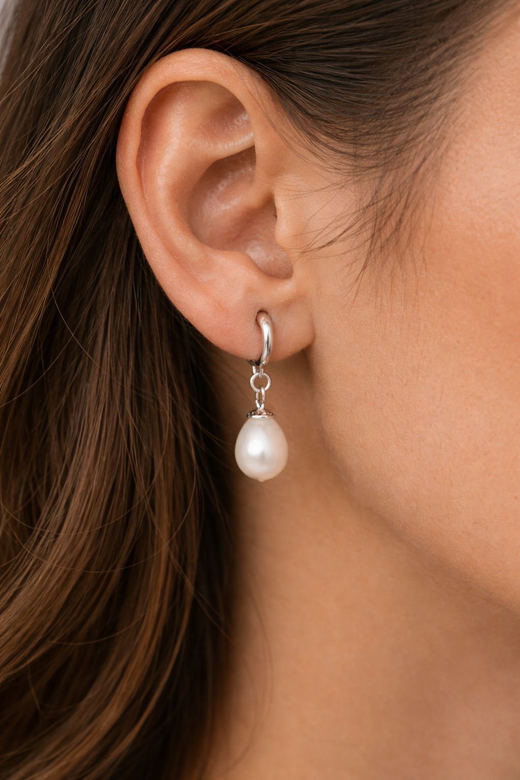 Sterling Silver Fresh Water Cultured Pearls Drop Earrings