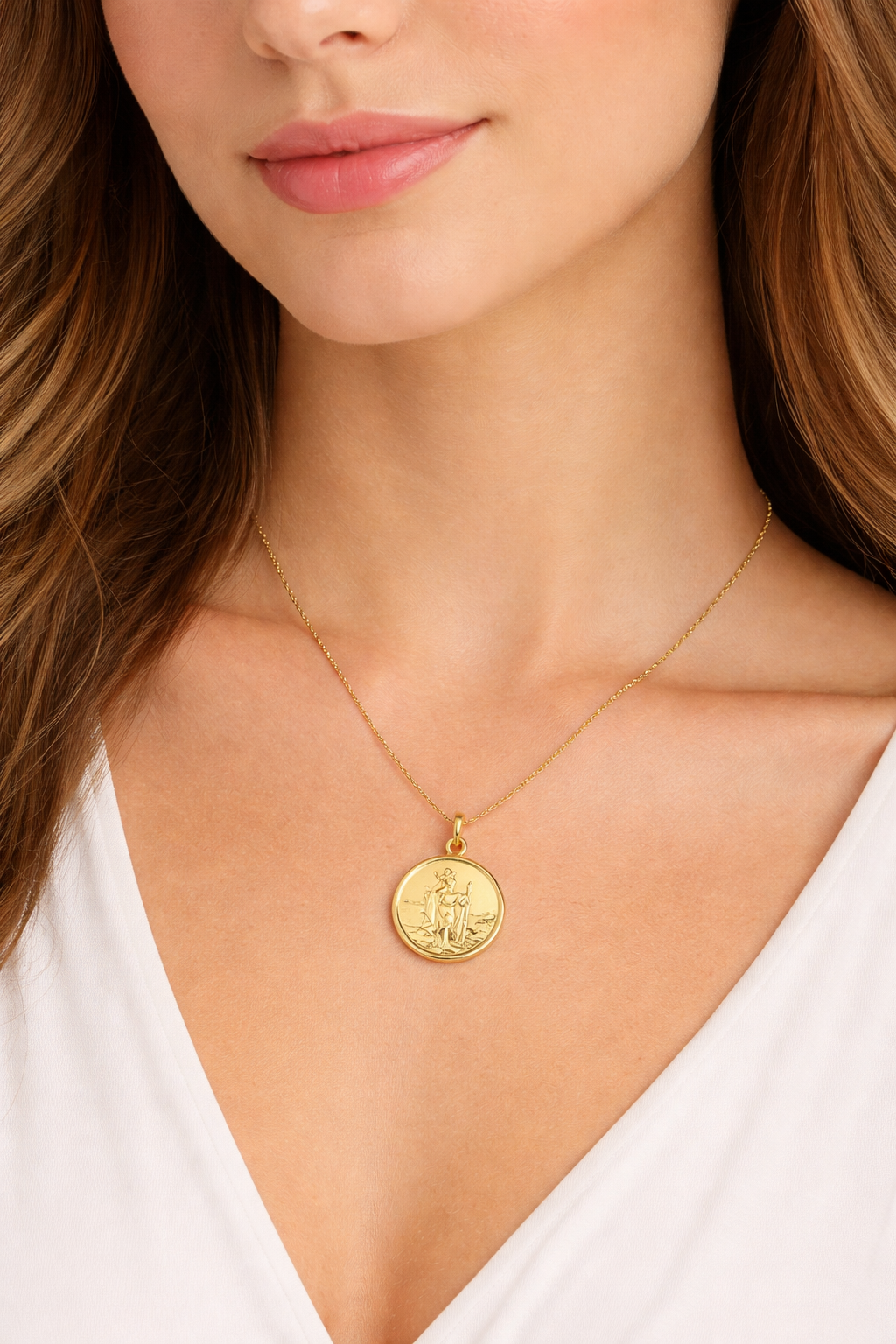 9ct Yellow Gold St. Christopher, Medium Round Hallmarked