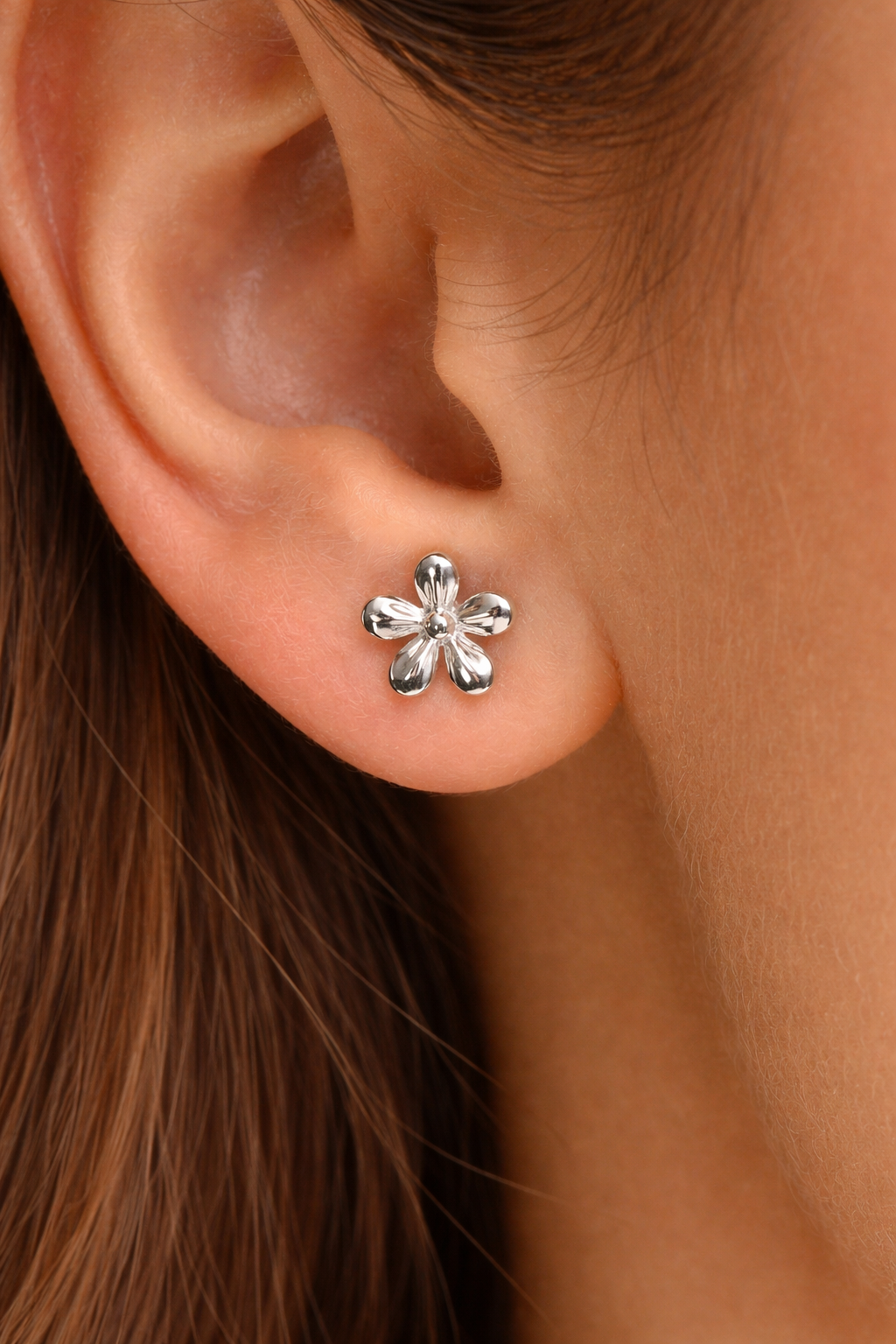 Sterling Silver Flower Stud Earrings Dainty Floral