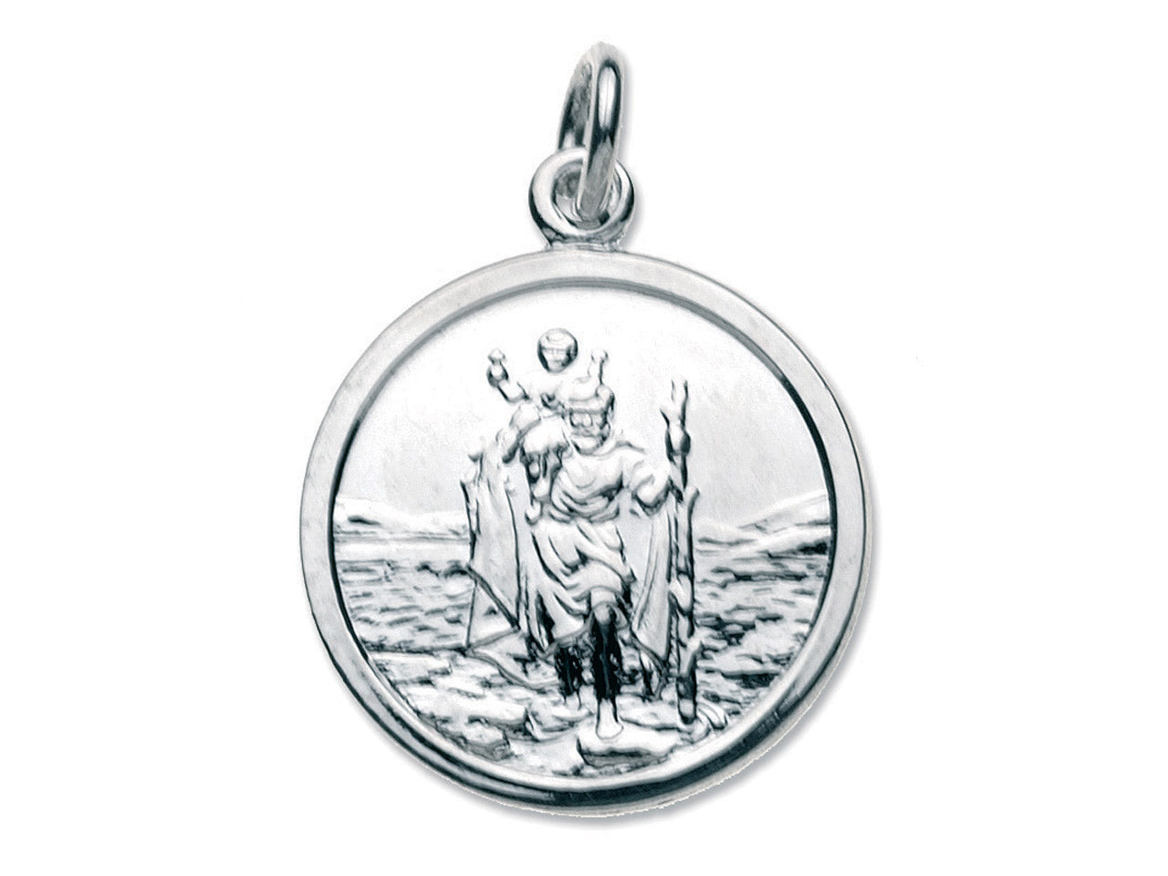 Sterling Silver St. Christopher, Medium Round