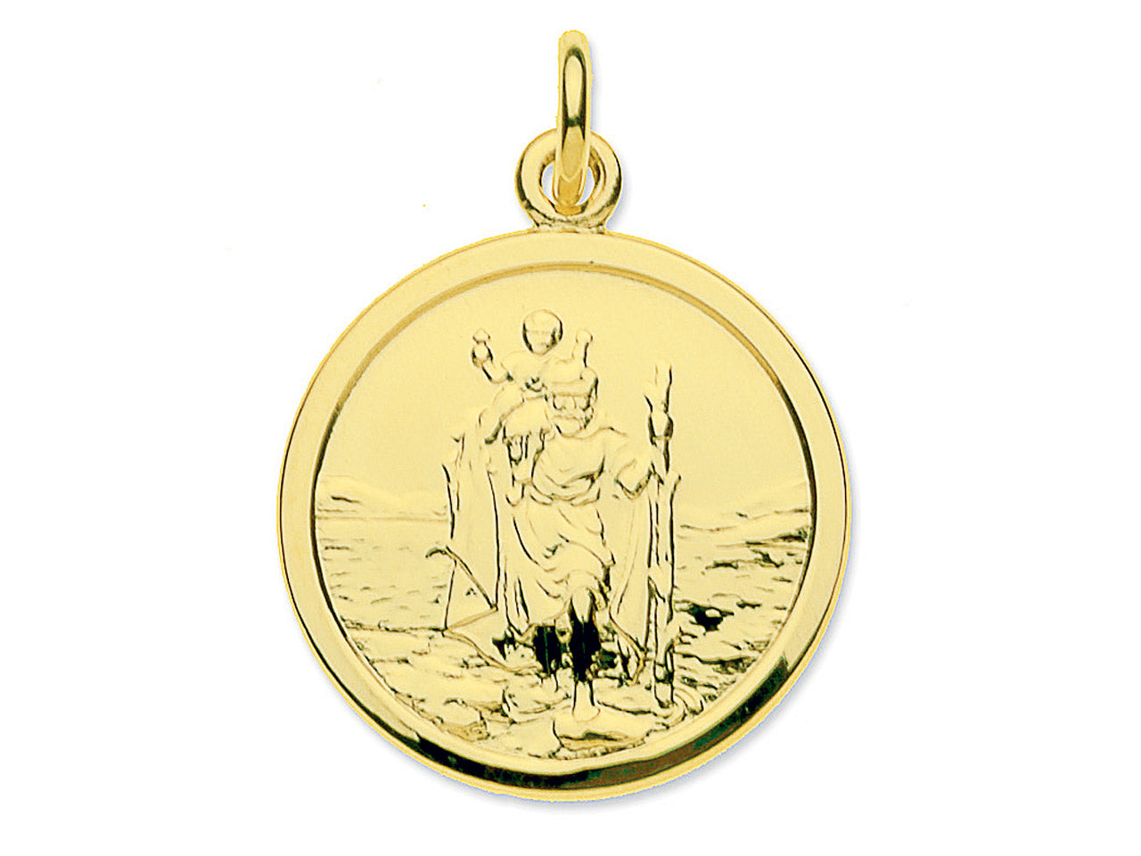 9ct Yellow Gold St. Christopher, Medium Round Hallmarked